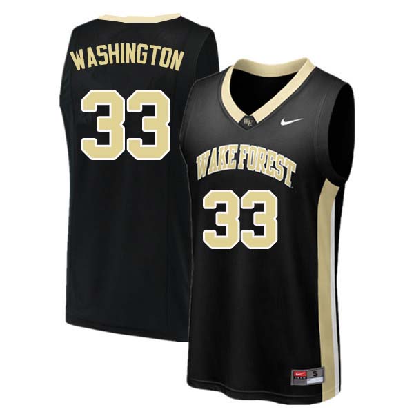 Men #33 Rich Washington Wake Forest Demon Deacons College Basketball Jerseys Sale-Black